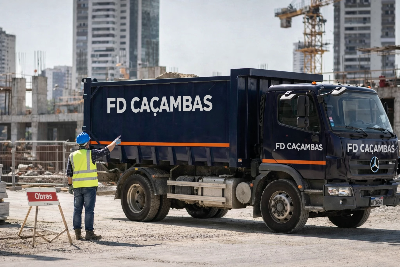 Caminhão FD Caçambas em obra - Locação de Caçambas com Atendimento Rápido